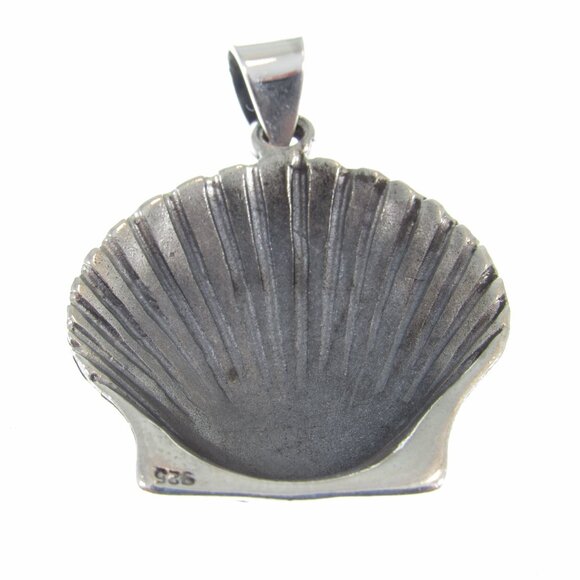 Solid 925 Sterling Silver Seashell Pendant, Clam Shell Sea Scallop Jewelry Charm - Picture 10 of 10